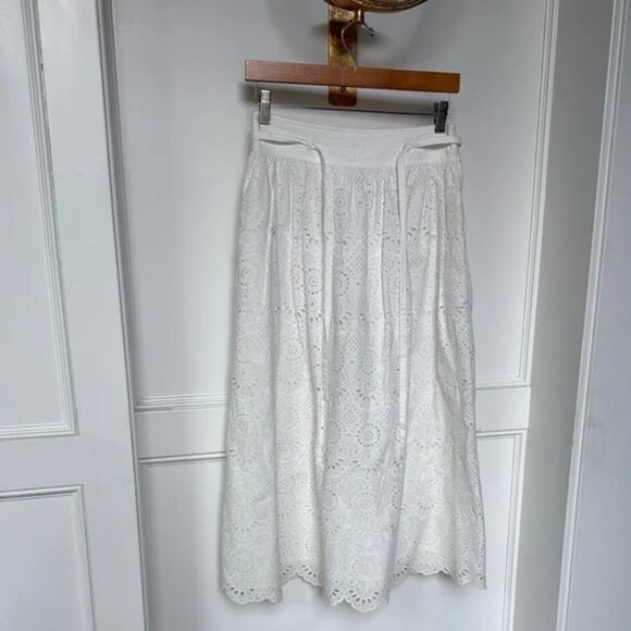 Ulla Johnson The Clarabella Maxi Eyelet Skirt Color Prestine White 100% Cotton 2 - Picture 1 of 11